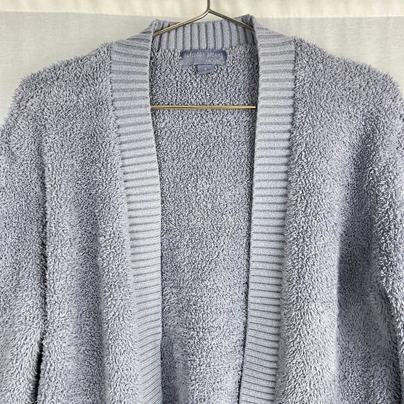 Barefoot Dreams Sweater CozyChic Cardigan Blue Lounge Cozy Fuzzy Chunky Slouchy - Picture 2 of 9